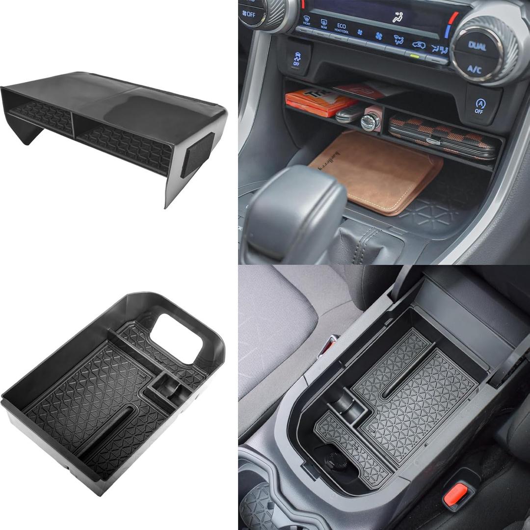 TACOBRO 2PCS Center Console Organizer Tray Compatible with Toyota RAV4 2025 2024 2023 2022 2021 2020 2019 and 2021-2024 2025 RAV-4 Prime Accessories,Gear Shift Storage Tray Secondary Box