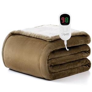 Homemate Heated Blanket Electric Throw - 50"x60" Heating Blanket Throw 1/2/4/6/8 Hours Auto-Off 10 Heat Level Over-Heat Protection Flannel Sherpa ETL Certification
