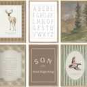 Vintage Nursery Wall Art Cute Woodland Animals Christian Picture Wall Decor Deer and Duck Poster Print art work for Playroom Baby Room Kids Room Home Decoration Unframed (10L"x8W")