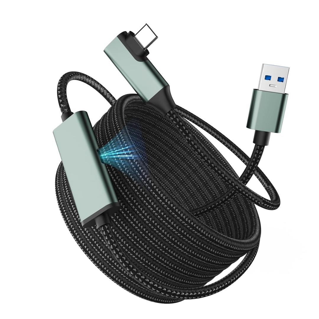 Hojas VR Link Cable 5M for Meta Quest 3/2/Pro, USB 3.0 to USB C Cord with 5Gbps Data and Separate 18W Fast Charging Port for PCVR