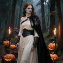 Gothic Half Shoulder Cloak with Feather Cape for Halloween Cosplay (Black, M)