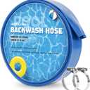1.5" x 20 FT Pool Backwash Hose, Heavy Duty Flat Sump Pump Hose, Reinforced Discharge Hose with Clamp, Weather and Burst Resistant, Drain Clean Swimming Pools and Filters for Inground Pools
