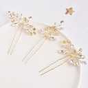 Bridal Hair Accessories, Beusoulover 3pcs Crystal Wedding Hair Pieces, Handmade Rhinestone Bridal Hair Pin for Women, Girls, Bridesmaids (Silver) (Style A Gold)