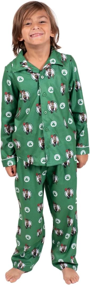 Ultra Game Youth NBA Official 2-Piece Super Soft Button Down Pajamas Set