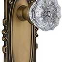 Nostalgic Warehouse 702105 Victorian Plate & Interior Crystal Door Knob, Passage-2.375 in, Oil Rubbed Bronze