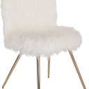 OSP Home Furnishings Julia Chic Accent Chair, White Faux Fur and Gold Legs