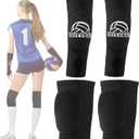 Volleyball Arm Sleeves and Knee Pads Set Passing Forearm Sleeves with Protection Pads and Thumbhole Volleyball Training Gear for Girls Teen Youth Women (Black - 1 Set)