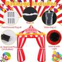 10ft Circus Party Decorations Inflatable Arch Blow up Tent Built in LED Lights Red and White Striped Archway for Circus Carnival Theme Birthday Party Decoration Outdoor Yard Garden Halloween Decor