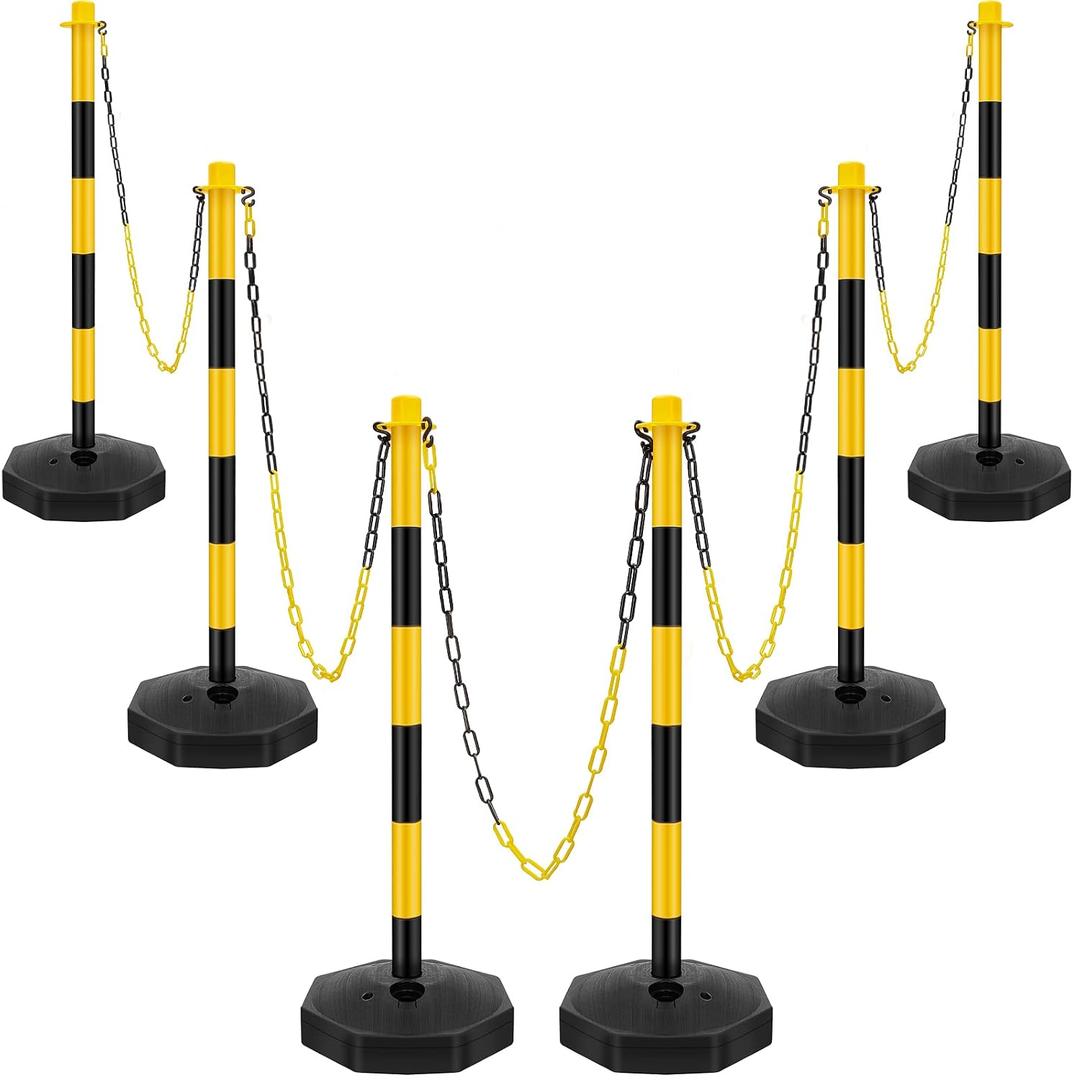 Konohan 6 Sets 34 Inch Delineator Post Parking Cone Barrier,Yellow,Black