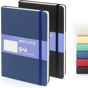 Hardcover Lined Journal Notebook 2 Pack, A5 Notebook College Ruled Writing Journals 208 Pages, Large Lined Notebooks for Women Men School College Office Journaling (Black Blue)