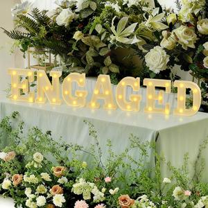 Engagement Decorations Engaged Sign Proposal Decorations For Outdoor Engagement Party Decor Large Light Up Letters Letter LightsWhite) (Small)