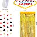 Wonderjune 16 Pcs Casino Theme Party Decor Black and Red Poker Night Backdrop Las Vegas Poker Night Backdrop Gold Foil Fringe Curtain Stereo Casino Welcome to Fabulous Banner for Birthday Dress-up