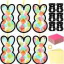 Qyeahkj 36 Set Easter Bunny Suncatchers Crafts for Kids DIY Colorful Rabbits Window Tissue Paper Craft Kit Hanging Decor for Easter Classroom Home Activity Art Project Birthday Party Favor