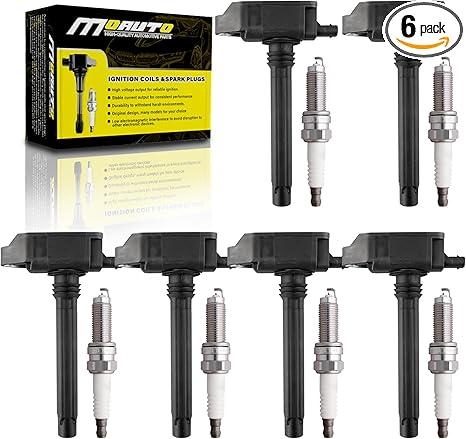 MOAUTO Set of 6 Ignition Coils Pack UF807 68223569AB & 6 PCS Iridium Spark Plugs Compatible with Chrysler Pacifica Dodge Durango Jeep Grand Cherokee Wrangler Ram 1500 3.6L V6