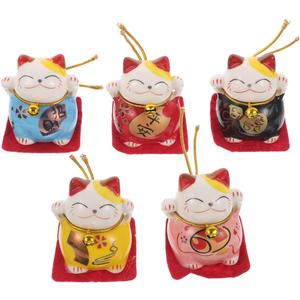 BESTOYARD 10 Pcs Mini Maneki Neko Cat Ornaments - 1.77" Feng Shui Cute Cat Figurines for Car, Home, Office Decor