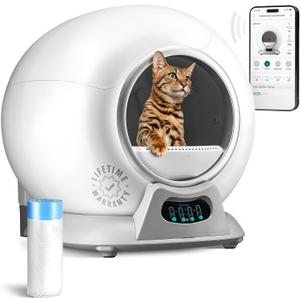 Self Cleaning Litter Box with Auto Safety Sensors for Multiple Cats - Automatic Cat Litter Box Self-Cleaning - Covered Ultra Odor Removal - Smart APP Control - Compatible On All WiFi - Electric Robot (Gray)