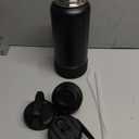 CIVAGO 32 oz Insulated Water Bottle With Straw, Stainless Steel Sports Water Cup Flask with 3 Lids (Straw, Spout and Handle Lid), Wide Mouth Travel Thermal Mug, Black