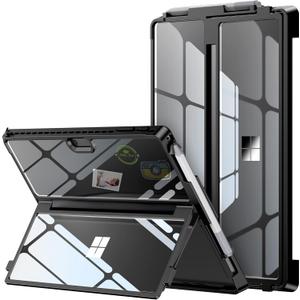 INFILAND Surface Pro 7 Plus Case, Crystal Clear Multi-Angle Shockproof Case Compatible with Microsoft Surface Pro 7+/6/5/4 12.3" Tablet, Black