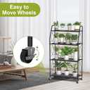 VyGrow 4 Tier Plant Stand with Wheels, Plant Shelf for Indoor Outdoor, Heavy Duty Metal Tall Plant Stands Holder Rack for Living Room Balcony and Garden, Black