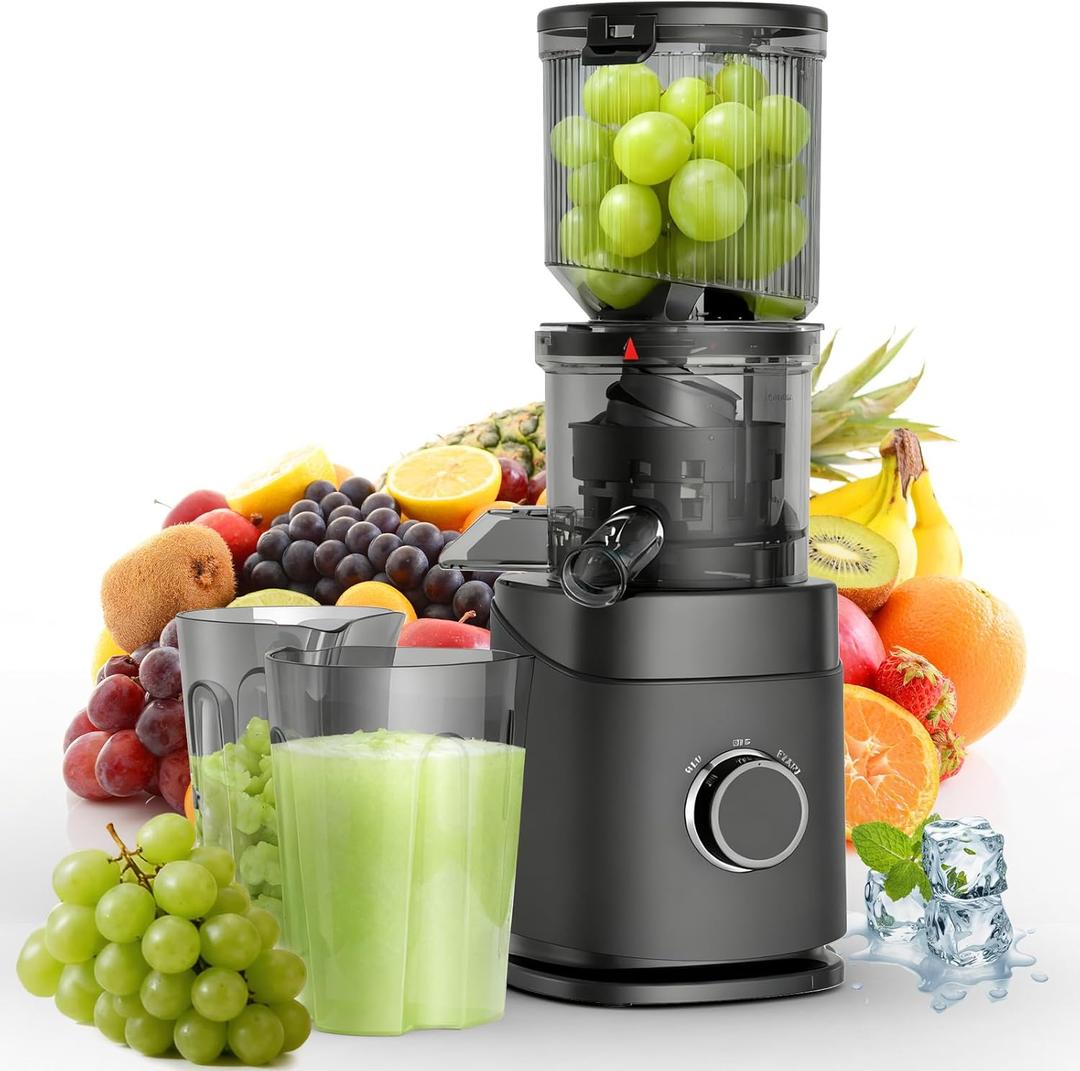 Juicer Machines, 150W Cold Press Juicer with Wide Chute, Slow Masticating Juicers, High Juice Yield for Leafy Greens, Fruits & Vegetables, Easy to Clean