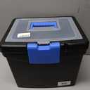 Storex File Box Nesting Portable with Drawer Cobalt, Black Blue