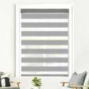 SHECUTE Zebra Blinds for Windows, 34W x 64L(Support Custom Size), Grey Dual Layer Zebra Window Shades, Light Filtering Room Darkening Day & Night Window Blinds for Home, Bedroom, Living Room, Doors