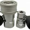 1/4" NPT ISO7241-B Hydraulic Quick Connect & Disconnect Coupler, Quick Release Coupling Set w/Dust Caps H2-63/62