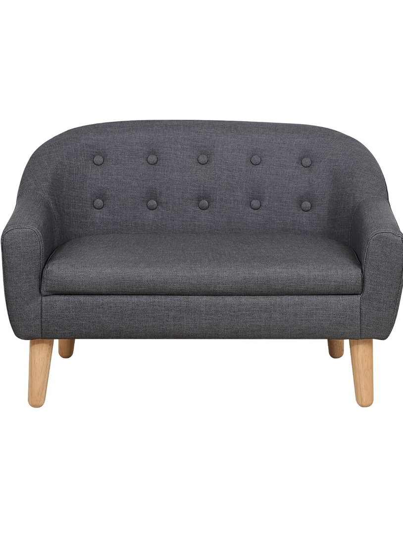 Getifun Kids Sofa Chair, Toddler Sofa Couch, PVC 2-Seat Upholstered Children Sofa Chair with Wooden Legs for Children Gift(30-Inch) (Gray)