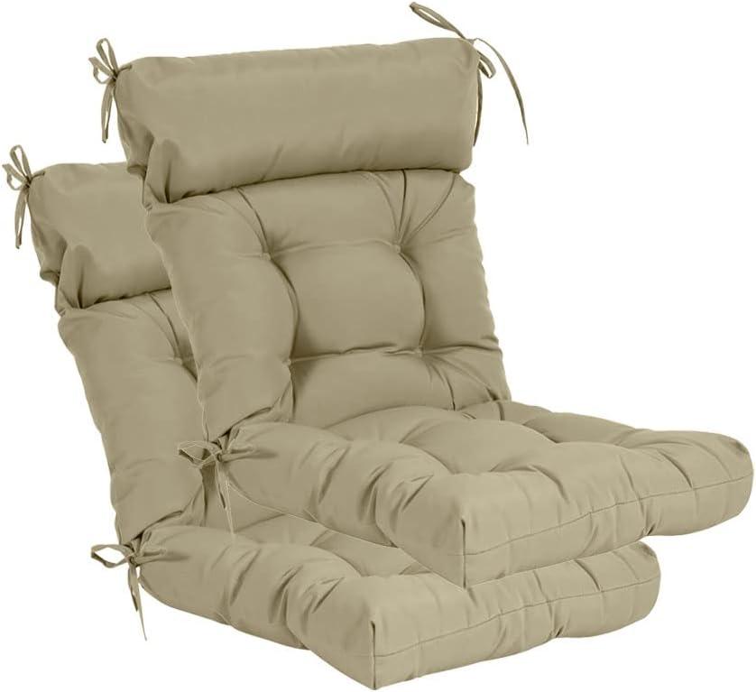 QILLOWAY Indoor/Outdoor High Back Chair Cushion,Spring/Summer Seasonal Replacement Cushions.(Beige)