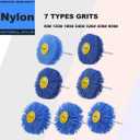7 Pack Abrasive Nylon Wheel Brush for Drill with 1/4" Shank, (80 120 180 240 320 400 600 ) Grits, Nylon Abrasive Wheel Perfect for Removal of Rust/Corrosion/Paint