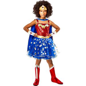 Rubie's Girl's DC Wonder Woman Tutu Dress with Cape and Tiara (Blue, S)