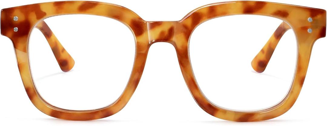 Madison Avenue Oversized Blue Light Blocking Glasses for Women Fashion Blue Light Blockers Anti Eyestrain & UV Protection Computer Eyeglasses (Orange Demi)