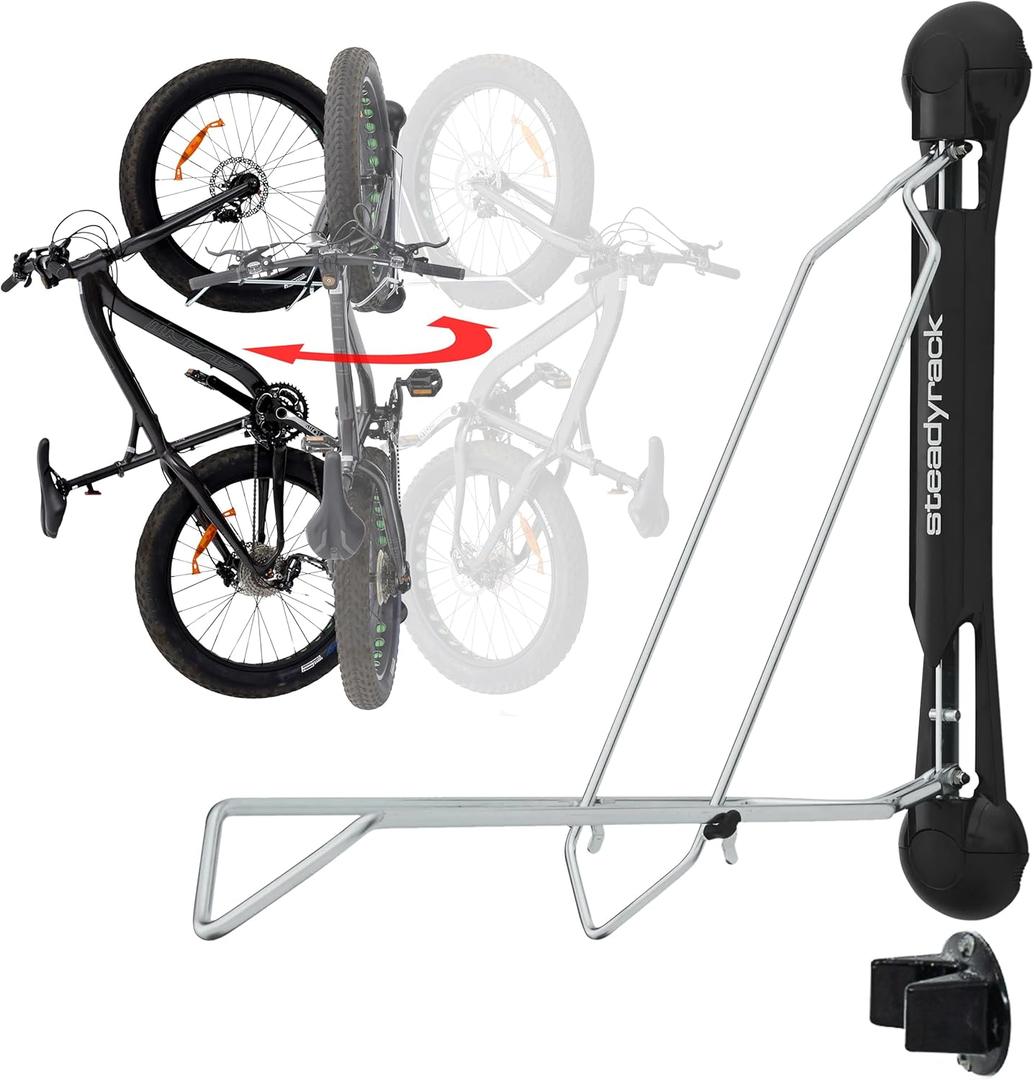 Steadyrack Bike Rack - Vertical Fat Tire Bike Rack. Easy Lift Wall Mount for Garage, Bicycle Storage Solution for 5" Tire Width