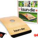 Lawn Die Wood Outdoor Toss Game Board - 24 x 46 in, 1 Target - Portable Folding Design for Yard Games - Unpredictable Silicone Dice for Lawn Games
