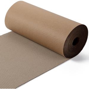 Corrugated Cardboard Roll 12 x 197 Inch Singleface Corrugated Paper Roll Heavy Duty Large Corrugated Wrap Paper Sheet for Christmas Gift Packing, Storage, Shipping, DIY