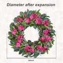 24 Inch Pink Hydrangea Wreaths for Front Door, Spring Summer Artificial Floral Wreaths with Pink Wildflowers, Green Olive Leaves Large Foliage, Farmhouse Rustic Decor for Porch, Wall, Garden