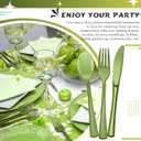 Minatee 150 Pieces Disposable Cutlery Set Plastic Silverware Heavy Duty Utensil Sets 50 Forks 50 Knives 50 Spoons for Home Office School Party Picnics Restaurant Outdoor Events(Olive Green)