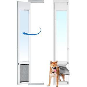 Large Dog Door for Sliding Glass Door,Openable Pet Door for Sliding Glass DoorsAll-Metal Framed & Panel & Lock,Adjustable 75 7/8" to 81" Slider Height -Large