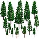 16pcs Mini Pine Trees, Model Pine Tree Decor Diorama Miniature Landscape Trees for DIY Scenery, Diorama Supplies (Natural Green)