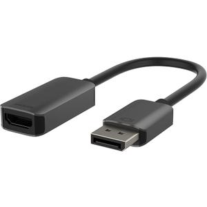 Belkin HDMI to DisplayPort Adapter, DisplayPort 1.2 to HDMI 2.0 Converter - Compatible with 4K 60fps, HDR & HDR10 Monitors, Projectors, and HDTVs - Uni-Directional DisplayPort to HDMI Adapter Cable (0.7 FT)