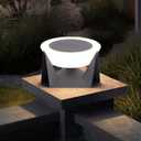 Solar Post Lights, 11" Modern Post Light Dusk to Dawn Outdoor Column Cap Light Waterproof Solar Gate Pillar Lamp 3000K LED Landing Lighting Fixture for Patio Garden Decoration