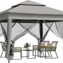 Outsunny 11' x 11' Pop Up Canopy, Outdoor Patio Gazebo Shelter with Removable Zipper Netting, Instant Event Tent w/ 114 Square Feet of Shade and Carry Bag for Backyard, Garden, Dark Gray