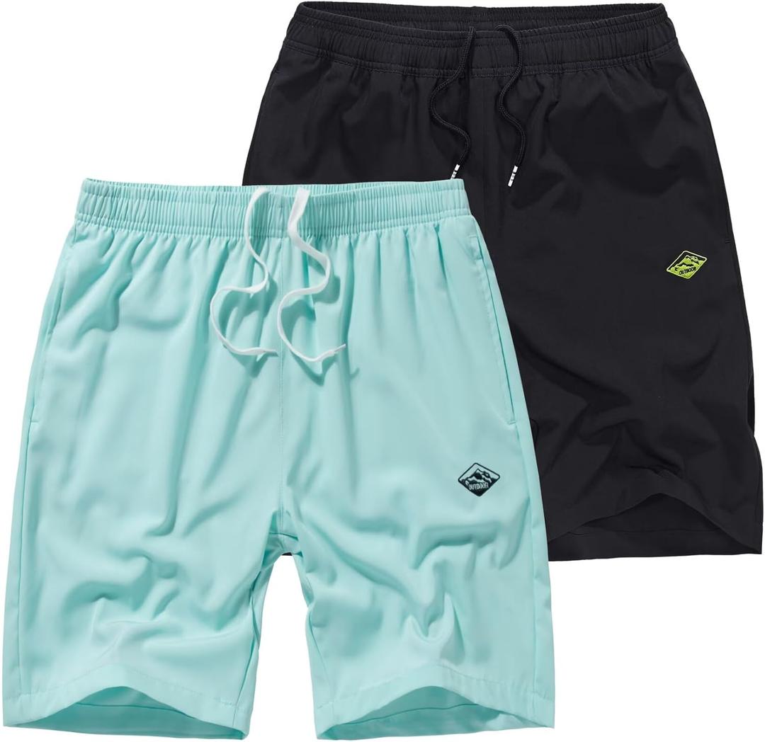Vcansion 2 Pack Men's Outdoor Lightweight Hiking Shorts Quick Dry Sports Casual Running Shorts with Pockets (XXL)