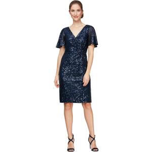 Alex Evenings Women's Short Cocktail Dress, Wedding Guest, Formal Event (Petite and Regular Sizes) (Purple, M) Size 18