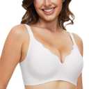 Womens Bras No Underwire Seamless Wireless Sleeping Bras Scalloped Deep V Bralettes Comfortable Everyday Bras (No Size)