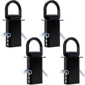 Lonffery Stake Pocket D Rings, 4PCS 18000lbs Heavy Duty Stake Pocket Tie Down for Utility Trailers and Flatbed Cargo Trucks (Black)