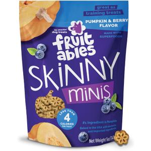 Fruitables Skinny Mini Dog Treats, Healthy Pumpkin Treat for Dogs, Low Calorie & Delicious, Puppy Training, No Wheat, Corn or Soy, Made in the USA, Pumpkin and Berry Flavor, 5oz (5 Ounce (Pack of 1)), Best By: MAY/15/2027