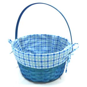 HH 10in Lined Bamboo Basket - Blue, 2 PCS