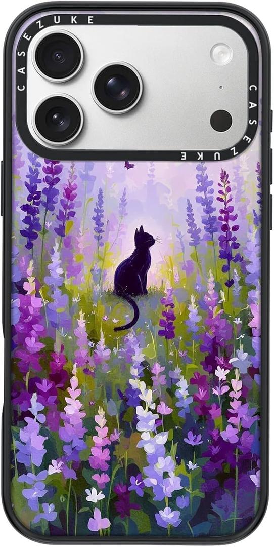 Clear TPU Phone Case Cover for iPhone 17 Pro with Design, Drop Protection, Cute Case for Girl Women, Cat in Lavender