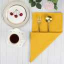 Solid Color Cotton Blended Dinner Cloth Napkins - Set of 12 (17 x 17 inches) - for Events & Home Use (Yellow)